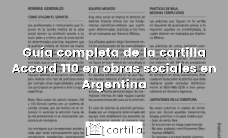 Guía completa de la cartilla Accord 110 en obras sociales en Argentina